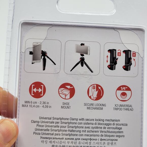 Manfrotto Universal Smartphone Clamp #MCPIXI Mount Tripod with Hotshoe New - Picture 4 of 8